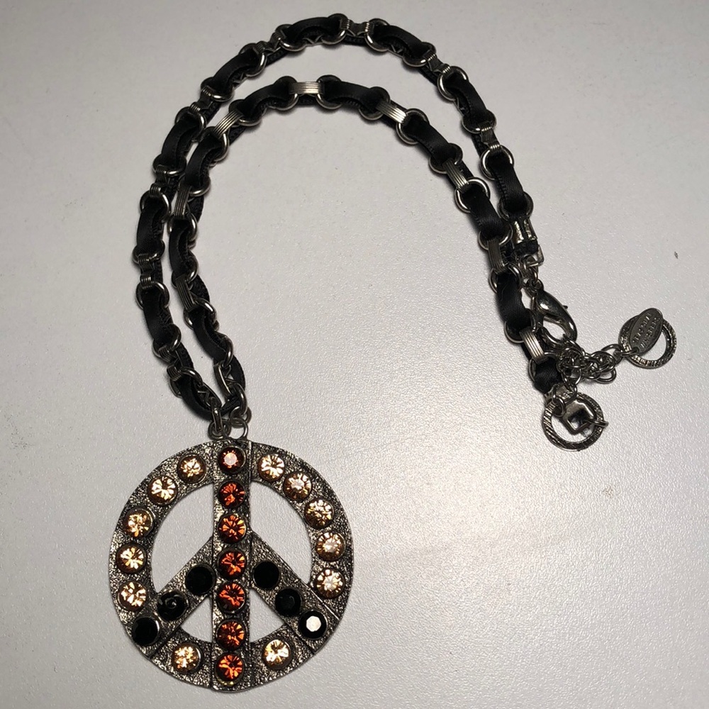 Rhinestone peace necklace